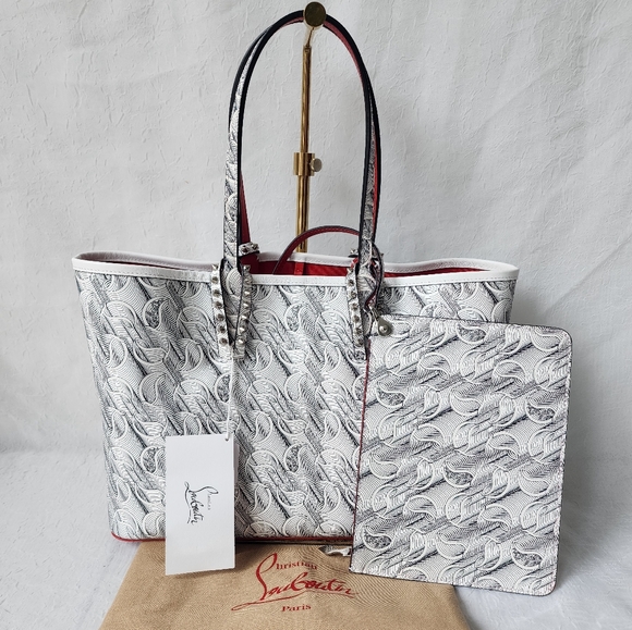 Auth New Christian Louboutin Cabata White/Black Tote - Picture 2 of 10